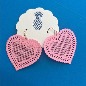 Pink Heart Lace Earrings